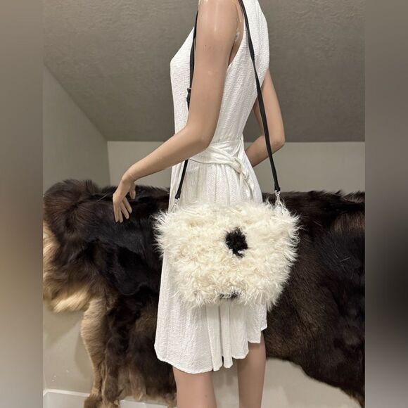 Natural Tigrado Curly Lamb Fur Tote/Handmade Shearling Top Handle Bag/Crossbody - Picture 7 of 16